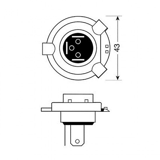 Lampa H4 ΑΛΟΓΟΝΟΥ 12V/60-55W 92mm P43t ΛΑΜΠΑ