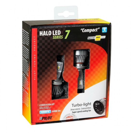 Lampa H7 9>32V 6.500K 6.000lm 72W PX26d HALO LED SERIE 7 COMPACT 8LED CREE 2ΤΕΜ. LED KIT
