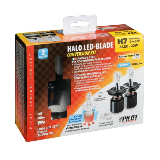 Lampa H7 9>32V PX26d 6LED 6.500K 4.000lm 20W SEOUL CSP-Y19chips HALO LED BLADE 2ΤΕΜ.
