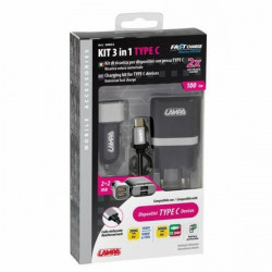 Lampa ΚΑΛΩΔΙΟ ΦΟΡΤΙΣΗΣ SILVER LINE USB TYPE C -100 cm (ΔΙΠΛΟΣ ΑΝΤΑΠΤΟΡΑΣ ΑΝΑΠΤΗΡΑ 12/24V - ΠΡΙΖΑ 220 V)