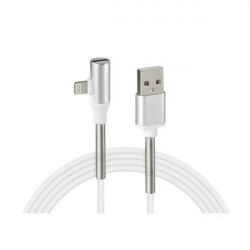 Lampa ΚΑΛΩΔΙΟ USB ΦΟΡΤΙΣΗΣ - ΑΝΤΑΠΤΟΡΑΣ ΑΚΟΥΣΤΙΚΩΝ APPLE (8 PIN) 90 ΜΟΙΡΩΝ IRON SILVER LINE (200 cm)