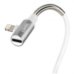 Lampa ΚΑΛΩΔΙΟ USB ΦΟΡΤΙΣΗΣ - ΑΝΤΑΠΤΟΡΑΣ ΑΚΟΥΣΤΙΚΩΝ APPLE (8 PIN) 90 ΜΟΙΡΩΝ IRON SILVER LINE (200 cm)