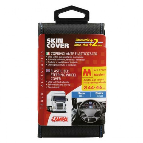 Lampa ΚΑΛΥΜΜΑ ΤΙΜΟΝΙΟΥ ΦΟΡΤΗΓΟΥ 44/46cm (M) SKIN-COVER ΜΑΥΡΟ ΜΕ ΜΠΛΕ ΡΑΦΗ ΕΛΑΣΤΙΚΟ 2mm ΠΑΧΟΣ