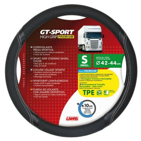 Lampa Κάλυμμα Τιμονιού Φορτηγού GT-SPORT Μαύρο με Ασημί Ραφή - 42/44 cm small