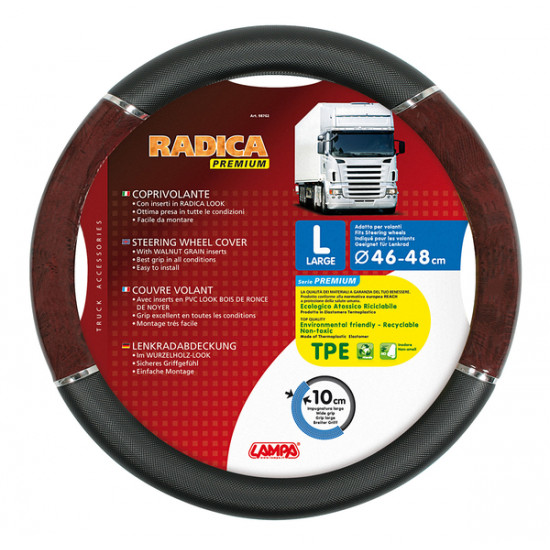 Lampa ΚΑΛΥΜΜΑ ΤΙΜΟΝΙΟΥ ΦΟΡΤΗΓΟΥ RADICA (L) 46-48 cm (ΜΑΥΡΟ/ΞΥΛΟ/ΟΙΚΟΛΟΓΙΚΟ/ΑΟΣΜΟ)