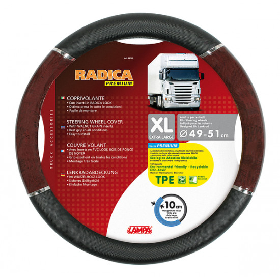 Lampa ΚΑΛΥΜΜΑ ΤΙΜΟΝΙΟΥ ΦΟΡΤΗΓΟΥ RADICA (XL) 49-51 cm (ΜΑΥΡΟ/ΞΥΛΟ/ΟΙΚΟΛΟΓΙΚΟ/ΑΟΣΜΟ)