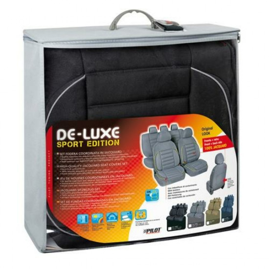 Lampa Καλύμματα Καθισμάτων DE-LUXE SPORT EDITION Ύφασμα JACQUARD Σετ 4τεμ. Μαύρο