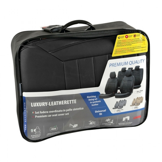 Lampa ΚΑΛΥΜΜΑΤΑ ΚΑΘΙΣΜΑΤΩΝ LUXURY LEATHERETTE ΔΕΡΜΑΤΙΝΗ ΑΦΡΩΔΕΣ ΜΑΥΡΟ -4 ΤΕΜ