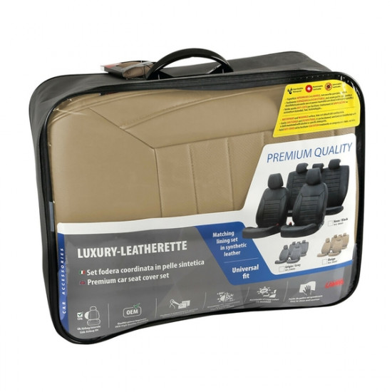 Lampa ΚΑΛΥΜΜΑΤΑ ΚΑΘΙΣΜΑΤΩΝ LUXURY LEATHERETTE ΔΕΡΜΑΤΙΝΗ ΑΦΡΩΔΕΣ ΜΠΕΖ - 4 ΤΕΜ.