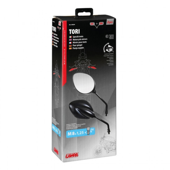 Lampa ΚΑΘΡΕΦΤΕΣ ΜΟΤΟ TORI M8x1,25 ΜΑΥΡΟΙ 2ΤΕΜ.
