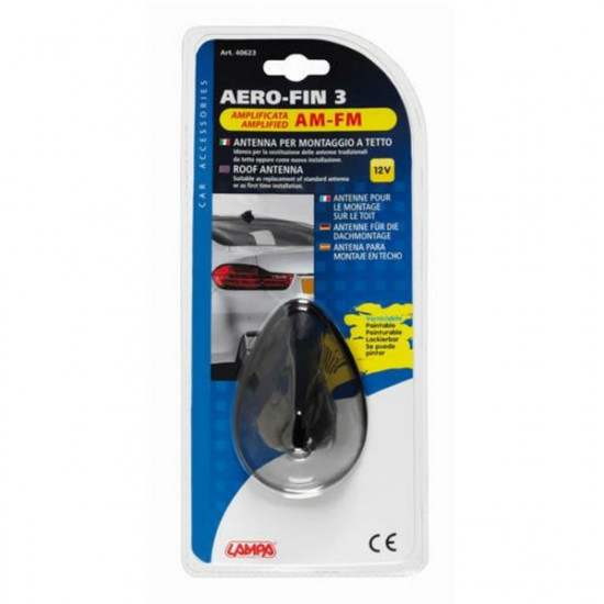Lampa ΚΕΡΑΙΑ ΚΑΡΧΑΡΙΑΣ AERO-FIN 3 12V ΜΑΥΡΗ AM/FM ΜΕ ΕΝΙΣΧΥΤΗ ΣΗΜΑΤΟΣ 66x97x70mm