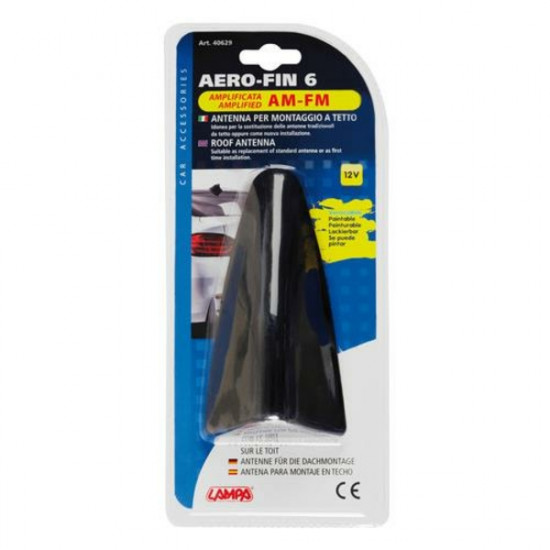 Lampa ΚΕΡΑΙΑ ΚΑΡΧΑΡΙΑΣ AERO-FIN 6 12V ΜΑΥΡΗ AM/FM ΜΕ ΕΝΙΣΧΥΤΗ ΣΗΜΑΤΟΣ 78x148x59mm