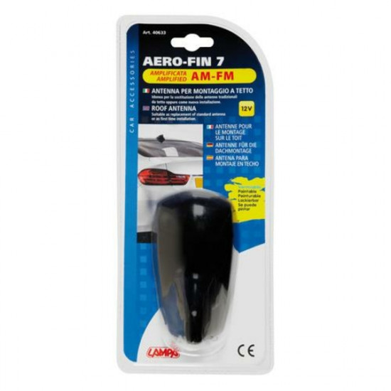 Lampa ΚΕΡΑΙΑ ΚΑΡΧΑΡΙΑΣ AERO-FIN 7 12V ΜΑΥΡΗ AM/FM ΜΕ ΕΝΙΣΧΥΤΗ ΣΗΜΑΤΟΣ 68x116x66mm