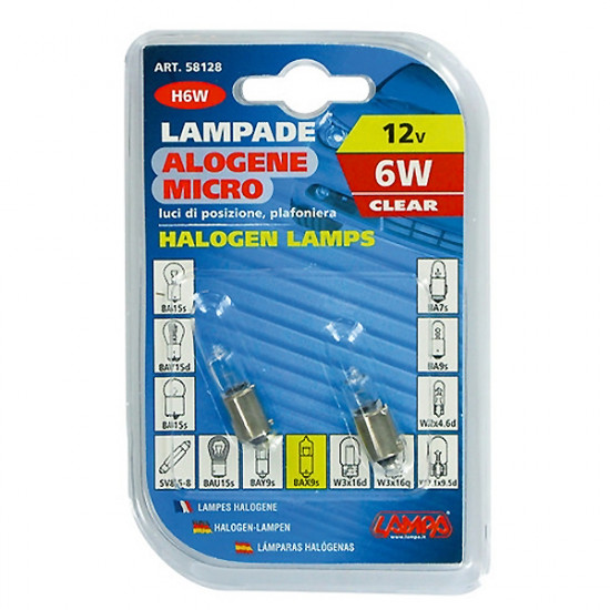 Lampa ΛΑΜΠΑ ΑΛΟΓΟΝΟΥ 12V/6W BAX9s