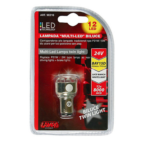 Lampa ΛΑΜΠΑΚΙ 12LED BAY15d 24V ΛΕΥΚΟ