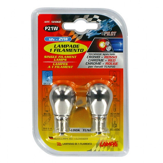 Lampa ΛΑΜΠΑΚΙ 12V/P21W ΧΡΩΜΙΟΥ/ΚΟΚΚΙΝΟ ΦΩΣ