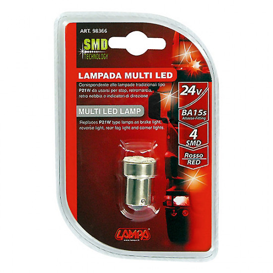 Lampa ΛΑΜΠΑΚΙ 24V 4 SMD MULTI-LED BA15s