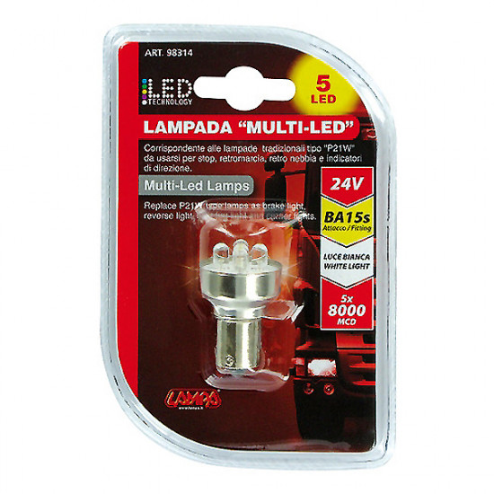 Lampa ΛΑΜΠΑΚΙ 24V 5LED R5-10W BA15s