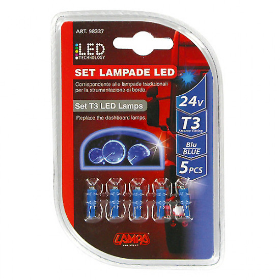 Lampa ΛΑΜΠΑΚΙ LED T3 24V W2x4.6d (Μπλε)