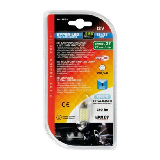 Lampa ΛΑΜΠΑΚΙ ΠΛΑΦΟΝΙΕΡΑΣ 12V 15x35mm 270lm HYPER-LED27 ΛΕΥΚΟ (ΔΙΠΛΗΣ ΠΟΛΙΚΟΤΗΤΑΣ) 1ΤΕΜ.