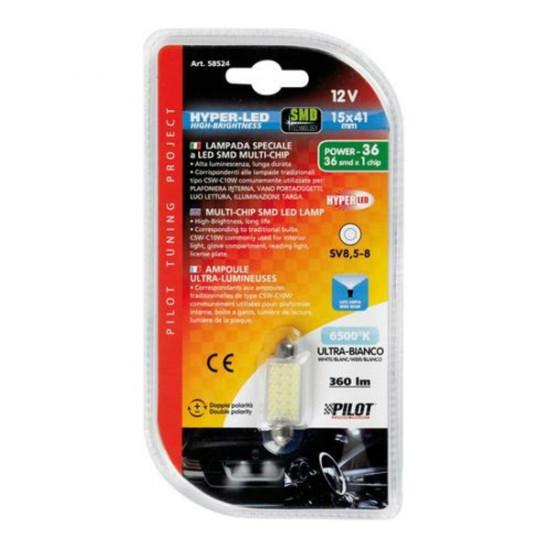 Lampa ΛΑΜΠΑΚΙ ΠΛΑΦΟΝΙΕΡΑΣ 12V 15x41mm 360lm HYPER-LED27 ΛΕΥΚΟ (ΔΙΠΛΗΣ ΠΟΛΙΚΟΤΗΤΑΣ) 1ΤΕΜ.