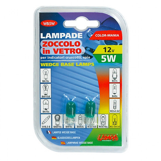 Lampa ΛΑΜΠΑΚΙΑ 12V/WB5W 5W W2.1x9.5d ΠΡΑΣΙΝΑ