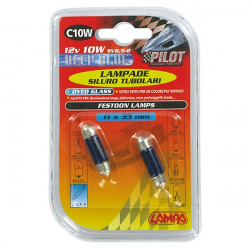 Lampa ΛΑΜΠΑΚΙΑ ΠΛΑΦΟΝΙΕΡΑΣ C10W 12V 10W SV8,5-8 (11x35mm) BLUE DYED-GLASS BLISTER - 2 ΤΕΜ.