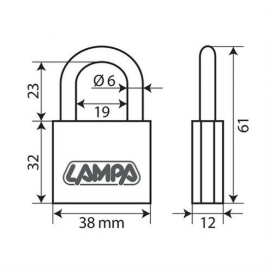 Lampa ΛΟΥΚΕΤΟ 40mm STANDARD ΜΕ 3 ΚΛΕΙΔΙΑ