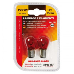 Lampa P21/5W 12V 21/5W BAY15d ΔΙΠΟΛΙΚΟ ΚΟΚΚΙΝΟ DYED-GLASS 2ΤΕΜ. BLISTER