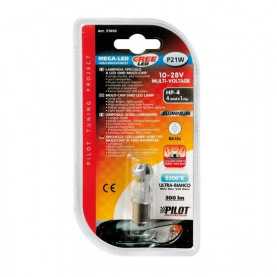 Lampa P21W 10-28V BA15s MEGA-LED 300LM ΔΙΑΘΛΑΣΗΣ ΛΕΥΚΟ (ΜΟΝΟΠΟΛΙΚΟ) BLISTER 1ΤΕΜ.