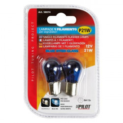 Lampa P21W 12V 21W BA15s ΜΟΝΟΠΟΛΙΚΟ ΜΠΛΕ BLUE DYED-GLASS 2ΤΕΜ. BLISTER