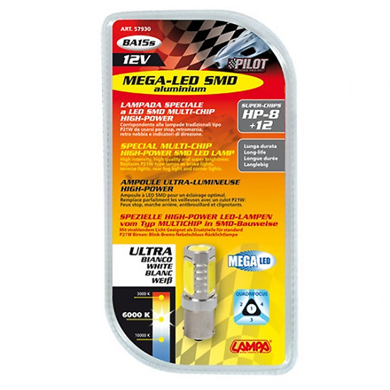 Lampa P21W 12V BA15s MEGA-LED20 ΑΛΟΥΜΙΝΙΟΥ COB ΔΙΑΘΛΑΣΗΣ (ΜΟΝΟΠΟΛΙΚΟ) BLISTER 1ΤΕΜ.