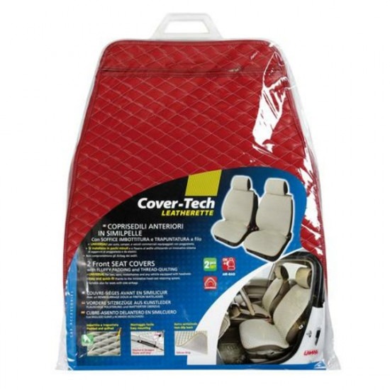 Lampa Πλατοκάθισμα με Προσκέφαλο COVER-TECH Δερματίνη 2τεμ. Μπορντό/Λευκό