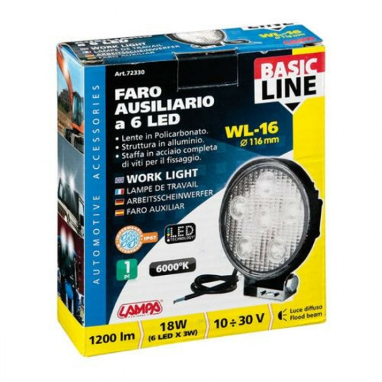Lampa ΠΡΟΒΟΛΕΑΣ ΕΡΓΑΣΙΑΣ ΣΤΡΟΓΓΥΛΟΣ  WL-16 - 6 LED 18W 10-30V (137x116x42 mm) BASIC LINE - 1 ΤΕΜ.