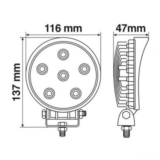 Lampa ΠΡΟΒΟΛΕΑΣ ΕΡΓΑΣΙΑΣ  WL-12 18W 1440LM 12/24V ΜΕ 6 LED ΔΙΑΘΛΑΣΗΣ 6.000K (137 x 116 x 47mm) ΣΤΡΟΓΓΥΛΟΣ -1ΤΕΜ.