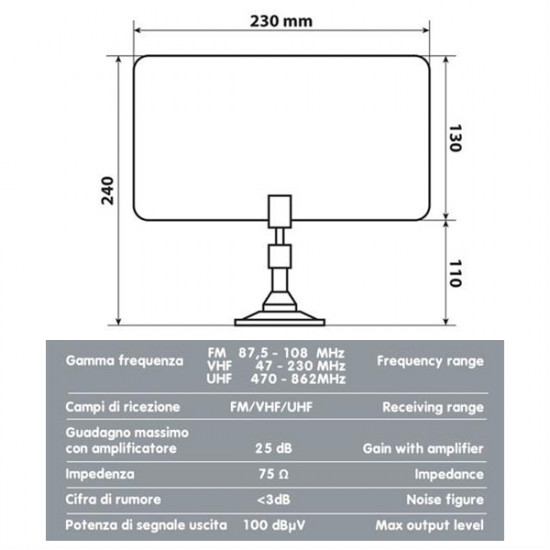 Lampa Ψηφιακή κεραία τηλεόρασης με αντάπτορα αναπτήρα