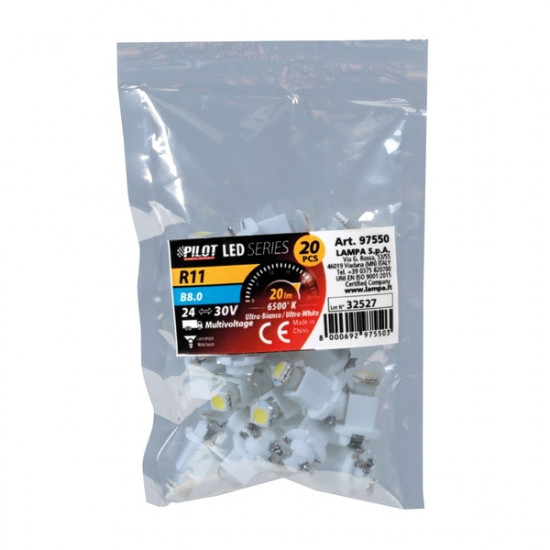 Lampa R11 24V B8,0 1SMD LED 20lm ΔΙΑΘΛΑΣΗΣ ΛΕΥΚΟ  ΣΑΚΟΥΛΑ 20ΤΕΜ.