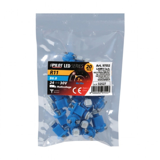 Lampa R11 24V B8,0 1SMD LED 7lm ΔΙΑΘΛΑΣΗΣ ΜΠΛΕ ΣΑΚΟΥΛΑ 20ΤΕΜ.