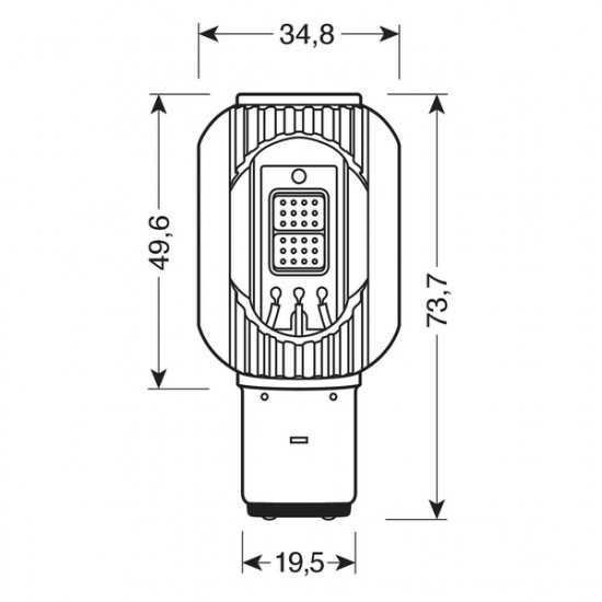 Lampa S2 9>32V 35/35W BA20d 2SMDx12chips 680lm (ΔΙΠΛΗΣ ΠΟΛΙΚΟΤΗΤΑΣ- CAN-BUS) MEGA LED 1ΤΕΜ. ΚΟΥΤΙ