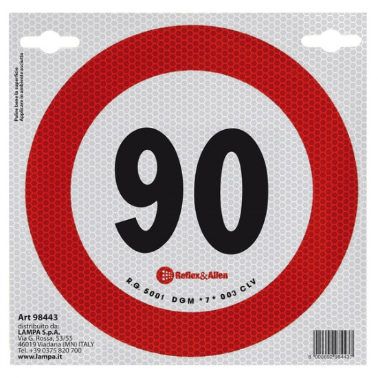 Lampa ΣΗΜΑ ΤΑΧΥΤΗΤΑΣ ΧΙΛΙΟΜΕΤΡΩΝ 90km/h ΑΥΤΟΚΟΛΛΗΤΟ