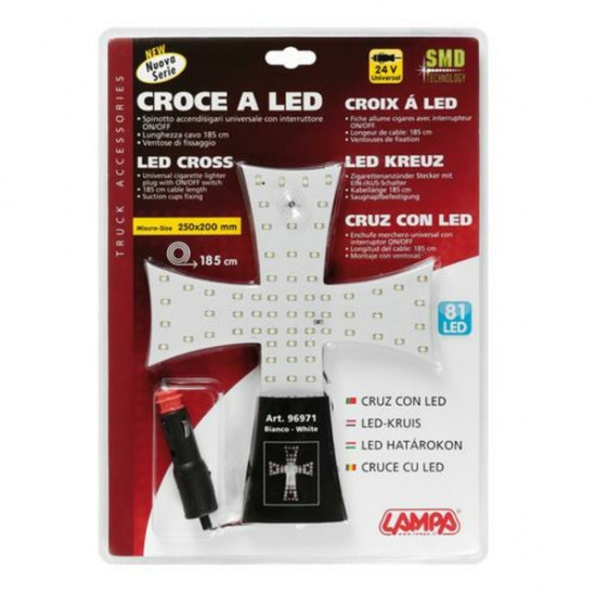 Lampa ΣΤΑΥΡΟΣ 24V ΜΕ 81 LED ΛΕΥΚΟ ΜΕ ΦΙΣ ΑΝΑΠΤΗΡΑ ΚΑΙ ΚΑΛΩΔΙΟ 200cm 200x250mm