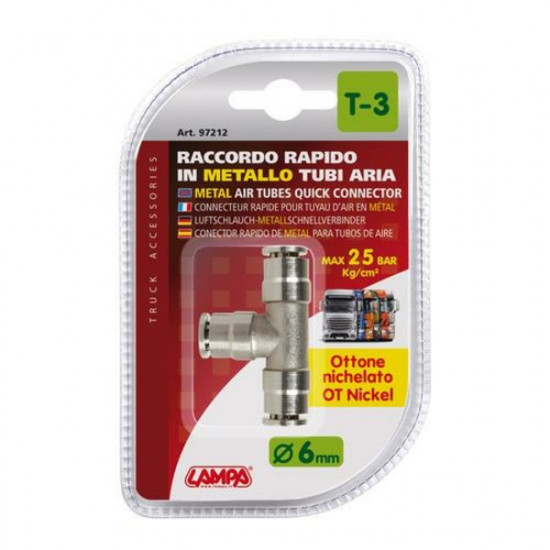 Lampa ΣΥΝΔΕΣΜΟΣ ΑΕΡΑ ΜΕΤΑΛΛΙΚΟΣ T-3 6mm max 25BAR (T) ΤΡΙΠΛΟΣ 20ΤΕΜ.