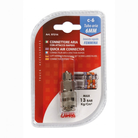 Lampa ΣΥΝΔΕΣΜΟΣ ΓΙΑ ΠΙΣΤΟΛΙ ΑΕΡΑ C-6 6mm 13 bar kg/cm2 ΘΗΛΥΚΟ