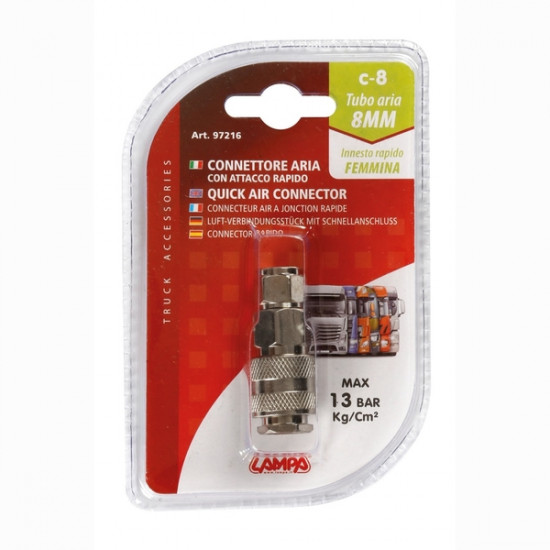 Lampa ΣΥΝΔΕΣΜΟΣ ΓΙΑ ΠΙΣΤΟΛΙ ΑΕΡΑ C-8 8mm 13 bar kg/cm2 ΘΗΛΥΚΟ