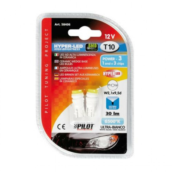Lampa T10 12V W2,1x9,5d 3lm HYPER-LED 3 ΛΕΥΚΟ (ΔΙΠΛΗΣ ΠΟΛΙΚΟΤΗΤΑΣ-ΚΑΡΦΩΤΟ) BLISTER 2ΤΕΜ.