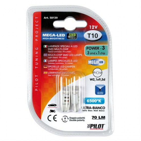 Lampa T10 12V W2,1x9,5d MEGA-LED 3 ΛΕΥΚΟ ΦΩΣ 10x27mm 2ΤΕΜ.