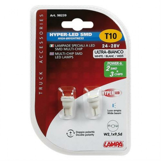 Lampa T10 24/28V W2,1x9,5d HYPER-LED6