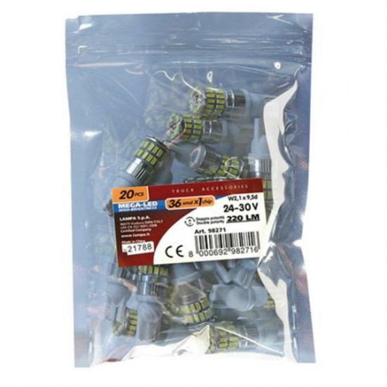 Lampa T10 24-28V W2,1x9,5d MEGA-LED36 220LM (ΔΙΠΛΗΣ ΠΟΛΙΚΟΤΗΤΑΣ) 20ΤΕΜ. Lampa T10 24-28V W2,1x9,5d MEGA-LED36 220LM (ΔΙΠΛΗΣ ΠΟΛΙΚΟΤΗΤΑΣ) 20ΤΕΜ.
