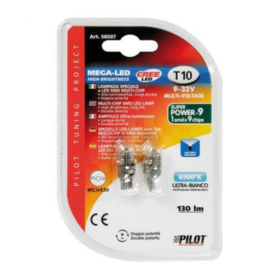 Lampa T10 9/32V W2,1x9,5d MEGA-LED9 ΔΙΑΘΛΑΣΗΣ ΛΕΥΚΟ (ΚΑΡΦΩΤΟ ΑΚΑΛΥΚΟ) 2ΤΕΜ.