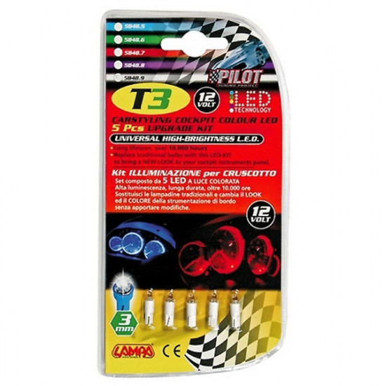 Lampa T3 12V W2Χ4,6d 1 LED COCKPIT ΛΕΥΚΟ (ΚΑΡΦΩΤΟ ΑΚΑΛΥΚΟ ΓΙΑ ΟΡΓΑΝΑ ΤΑΜΠΛΟ) BLISTER - 5 ΤΕΜ.